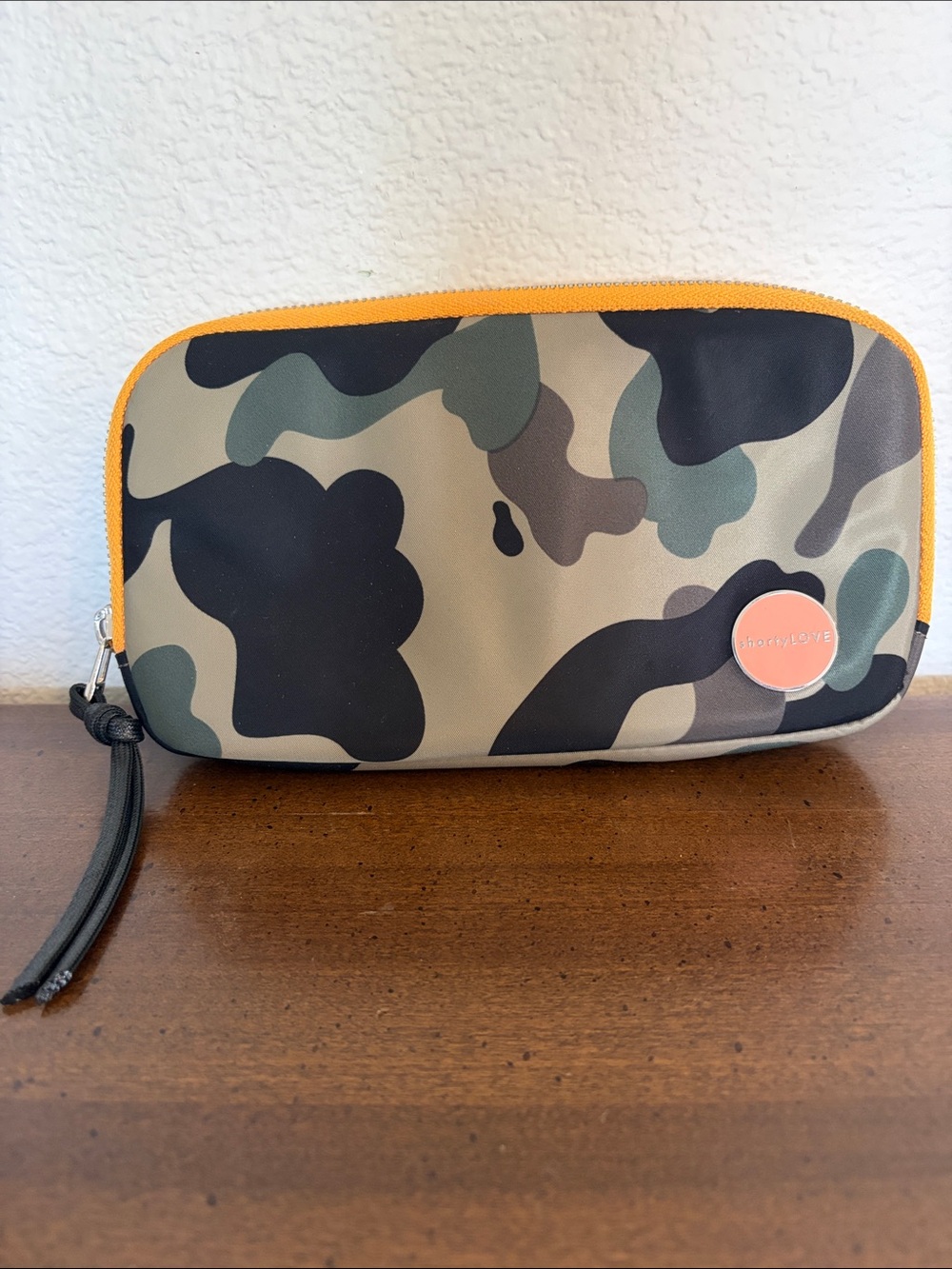 ShortyLOVE Camo Wristlet Wallet Pouch with Orange Trim